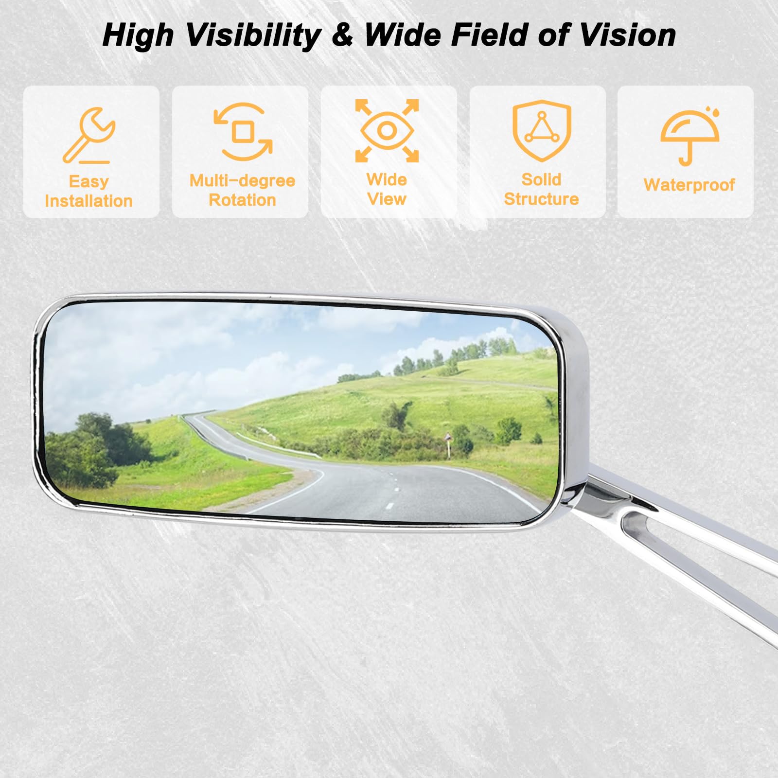 Amazon.com: VG MOTO Motorcycle Rectangle Rearview Mirror 8mm 10mm